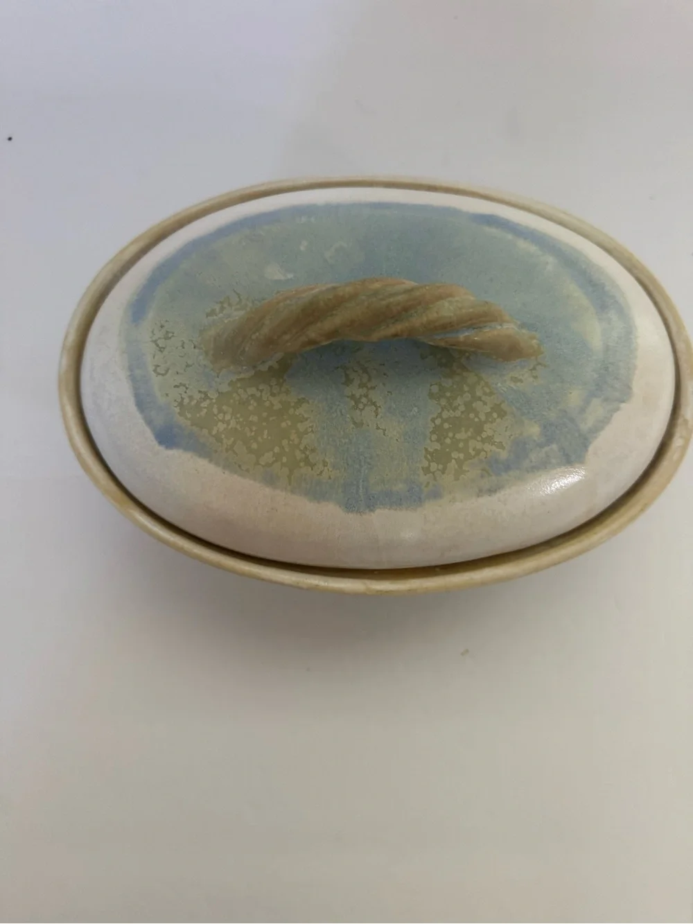 Studio Artisan Pottery Glaze Ceramic Cover And  Dish Signed